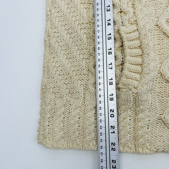 Aran Crafts Ivory Fisherman Sweater Full Zip Ireland *Fits Size Small* - Picture 8 of 12